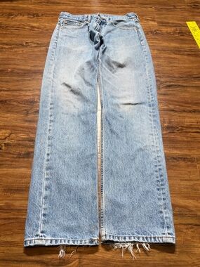 Levi’s 505 Straight Leg Jeans Light Wash W33 L34 Distressed Frayed Hem Vintage